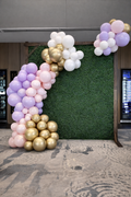 Faux Grass Wall Rental with Balloon Garland 9ft-10ft