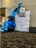 Le' Joyful Poof Wall Rental with Custom Sign and  Balloon Garland (6ft-7ft)