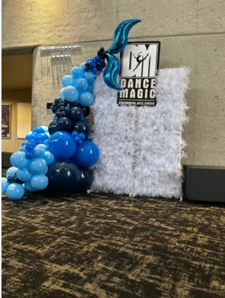 Le' Joyful Poof Wall Rental with Custom Sign and  Balloon Garland (6ft-7ft)