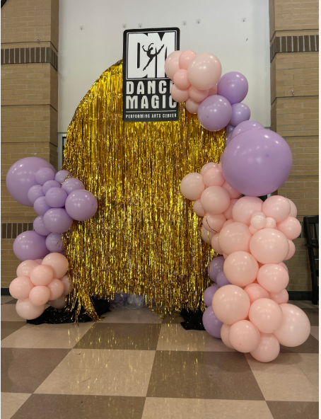 Fringe Wall Rental with Custom Sign Themed Balloon Garland 8-10ft