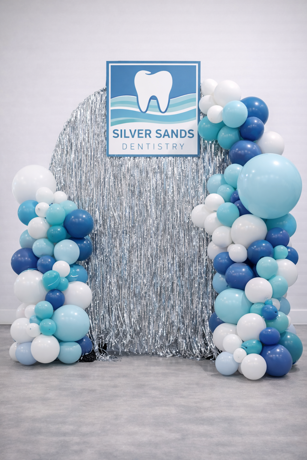 Fringe Wall Rental with Custom Sign Themed Balloon Garland 8-10ft